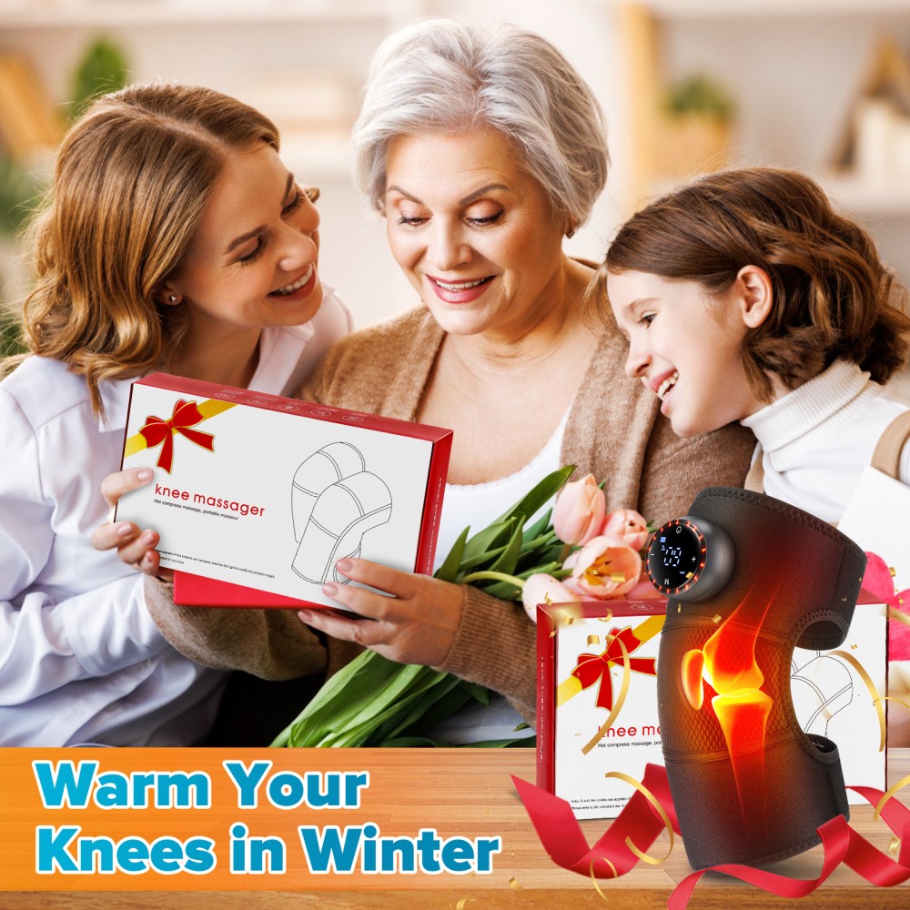 Cordless Knee Elbow Shoulder Massager with 5 Vibration Modes, 5 Heating Levels