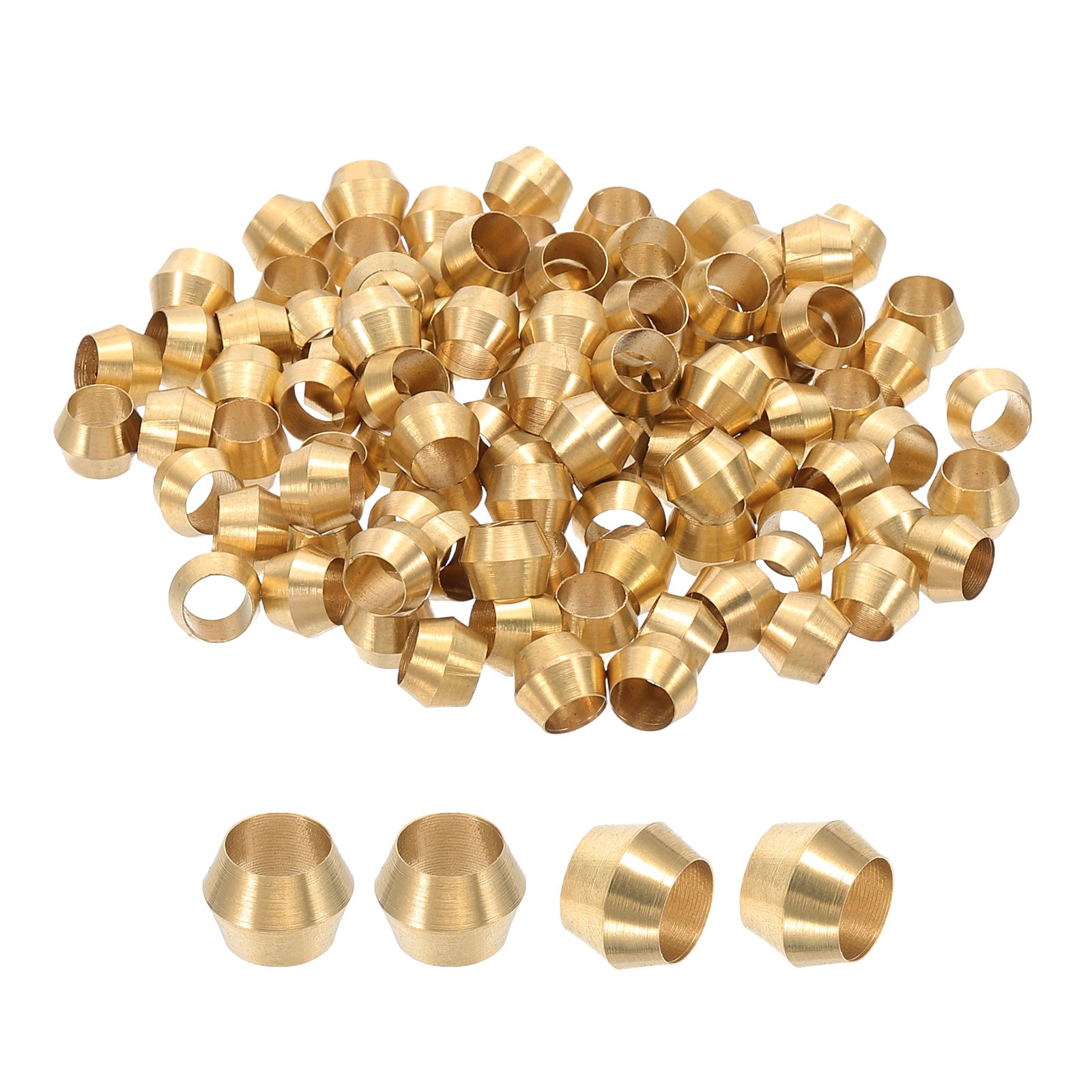 100Pcs Tube OD 3/16" Brass Compression Sleeves Ferrules