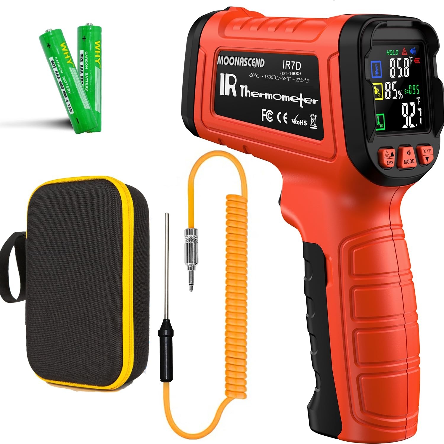 -58°F to 2732°F Infrared Thermometer Temperature Gun, 50:1 Laser Thermometer Gun
