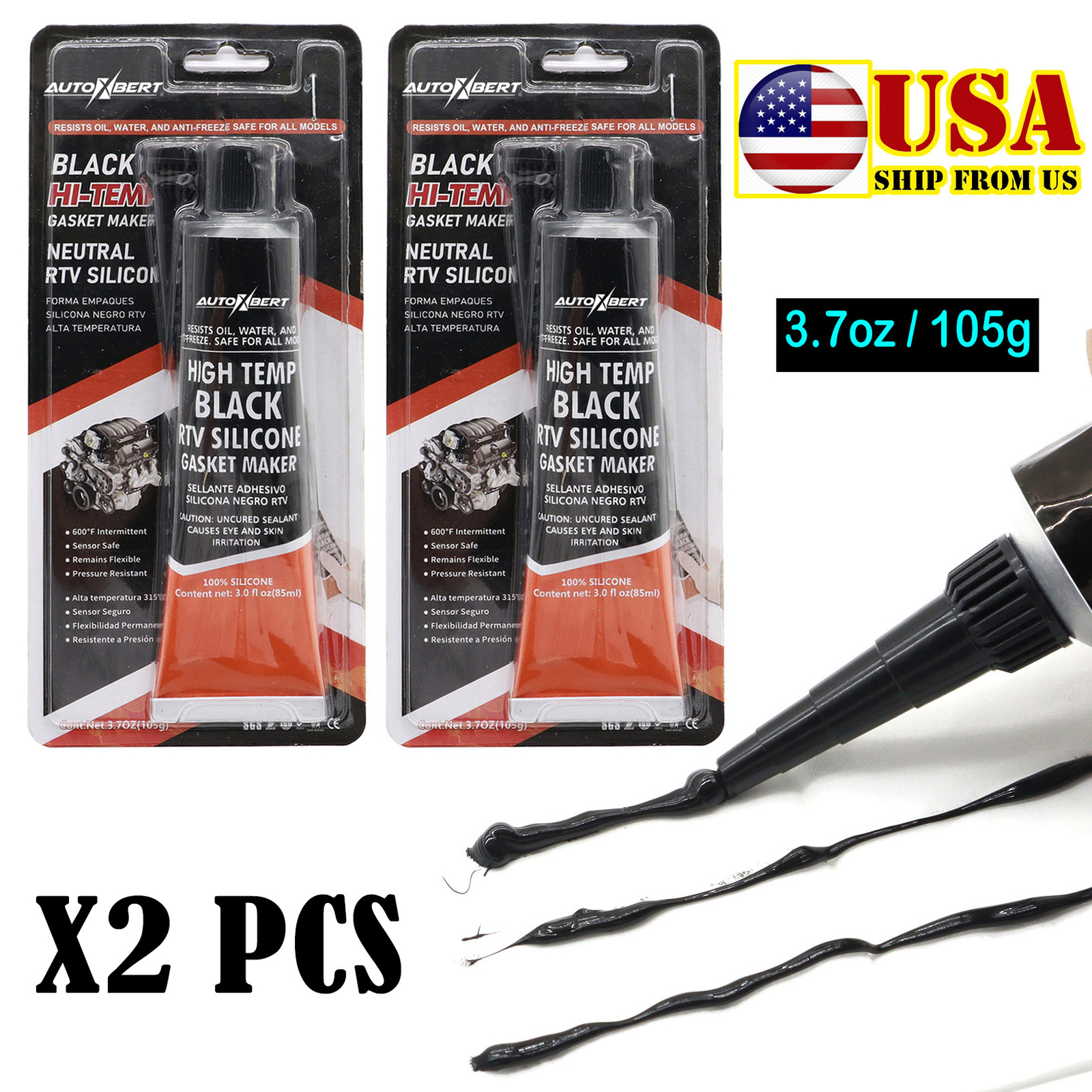 3.7oz RTV Silicone Gasket Sealers Maker Fit Engine Valve Cover High Temp Sealant