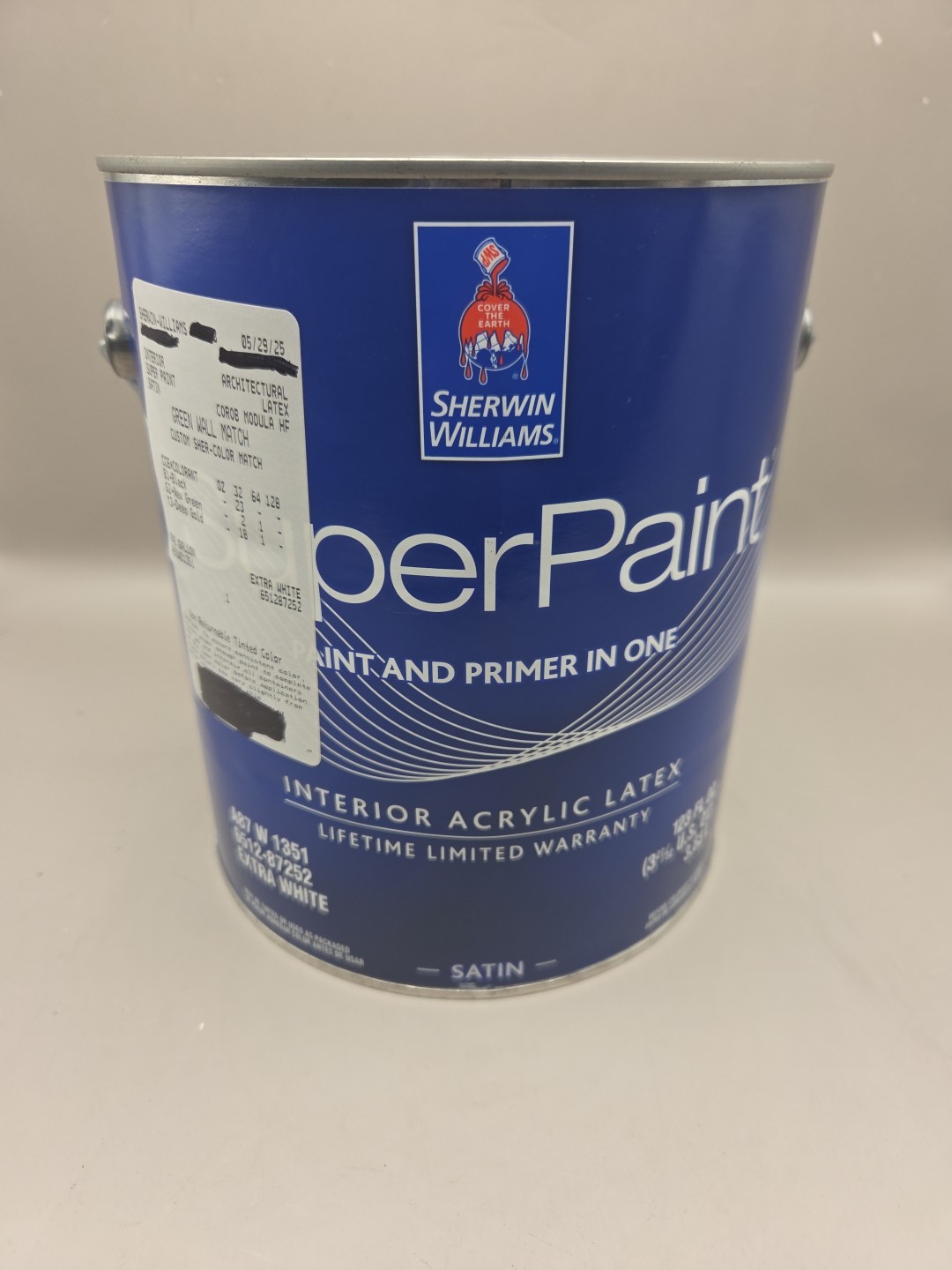 1 Gallon Sherwin William's SuperPaint Interior Satin Color 6191 Contented Green