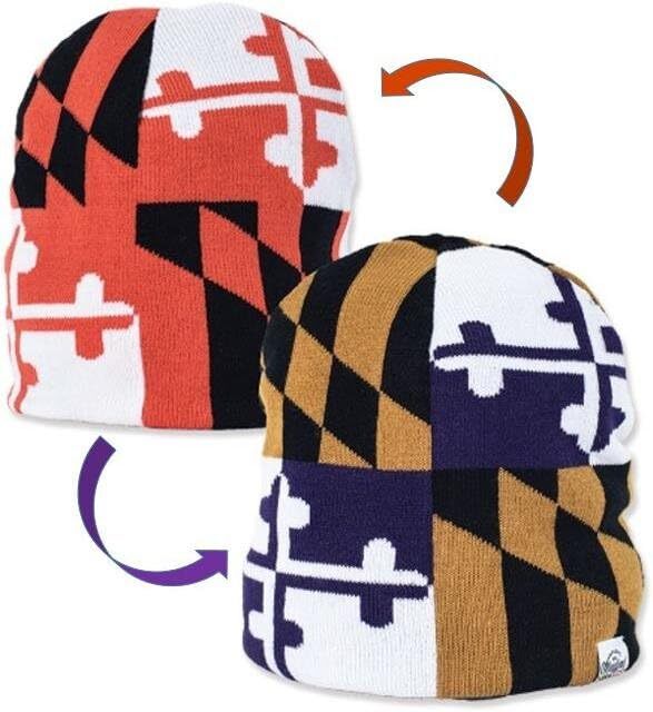 Maryland Reversible Flag Knit Hat Beanie (One Size fits Most)