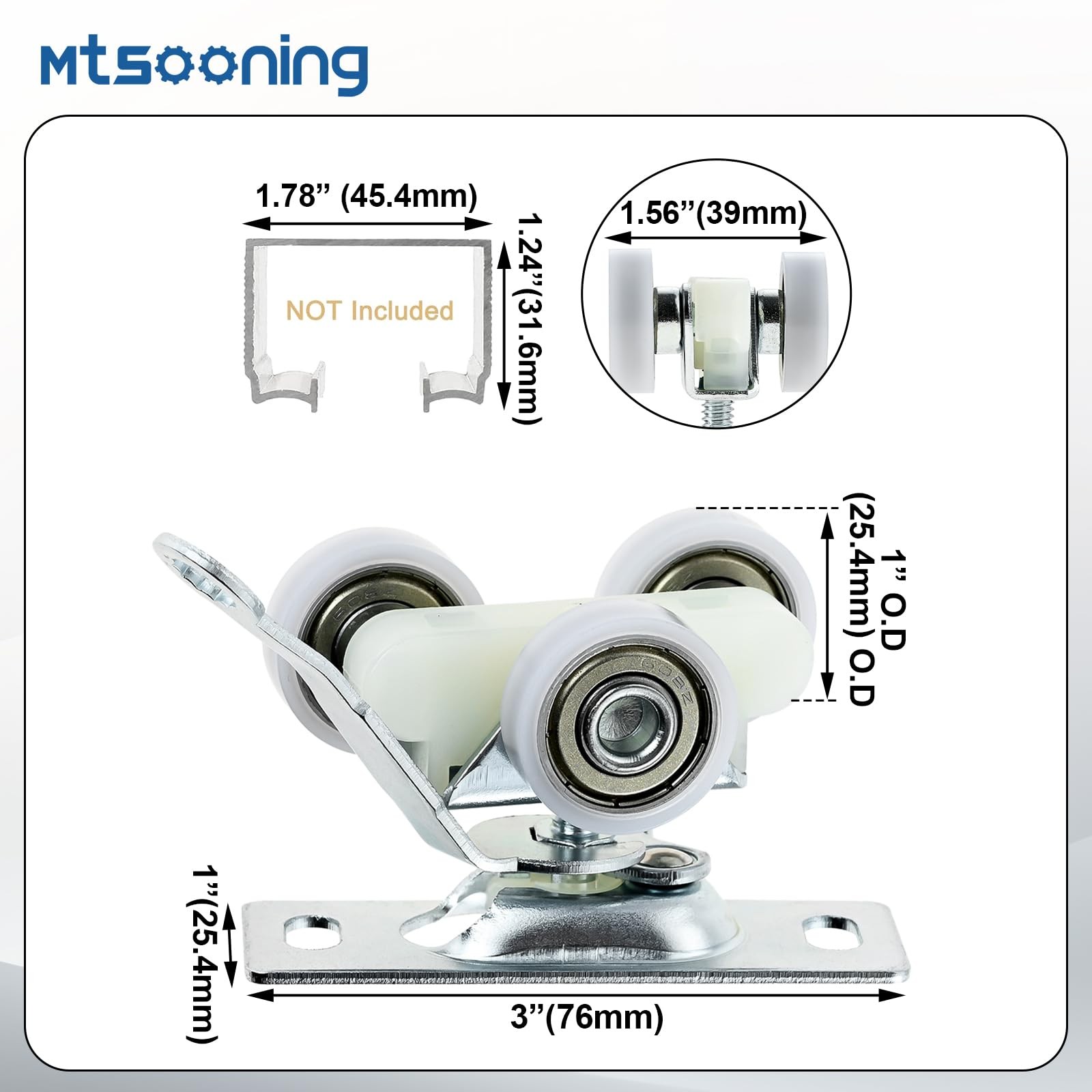 Mtsooning Pocket Door Top Hanger Rollers, 2 Pack Sliding Wheels...