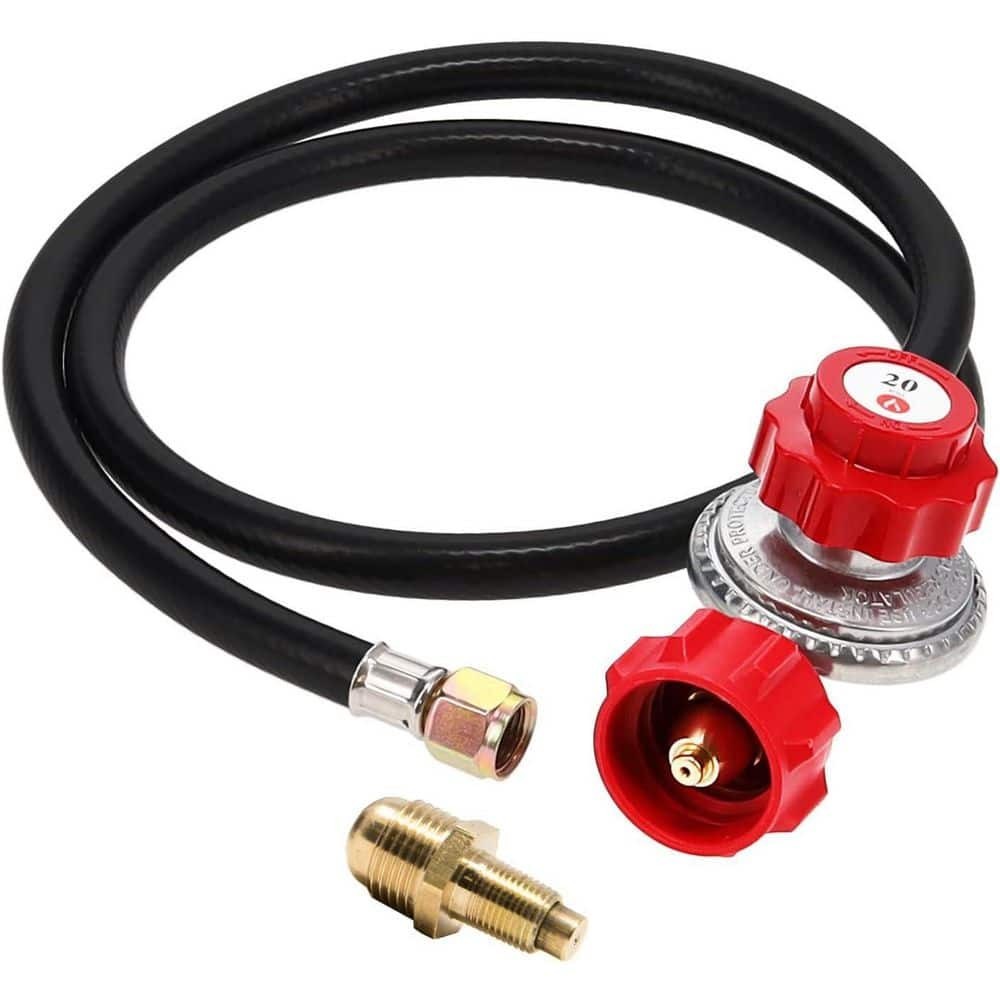 Propane Regulator-Brass Orifice 4 Ft High Pressure 0-20 PSI Adjustable with Hose