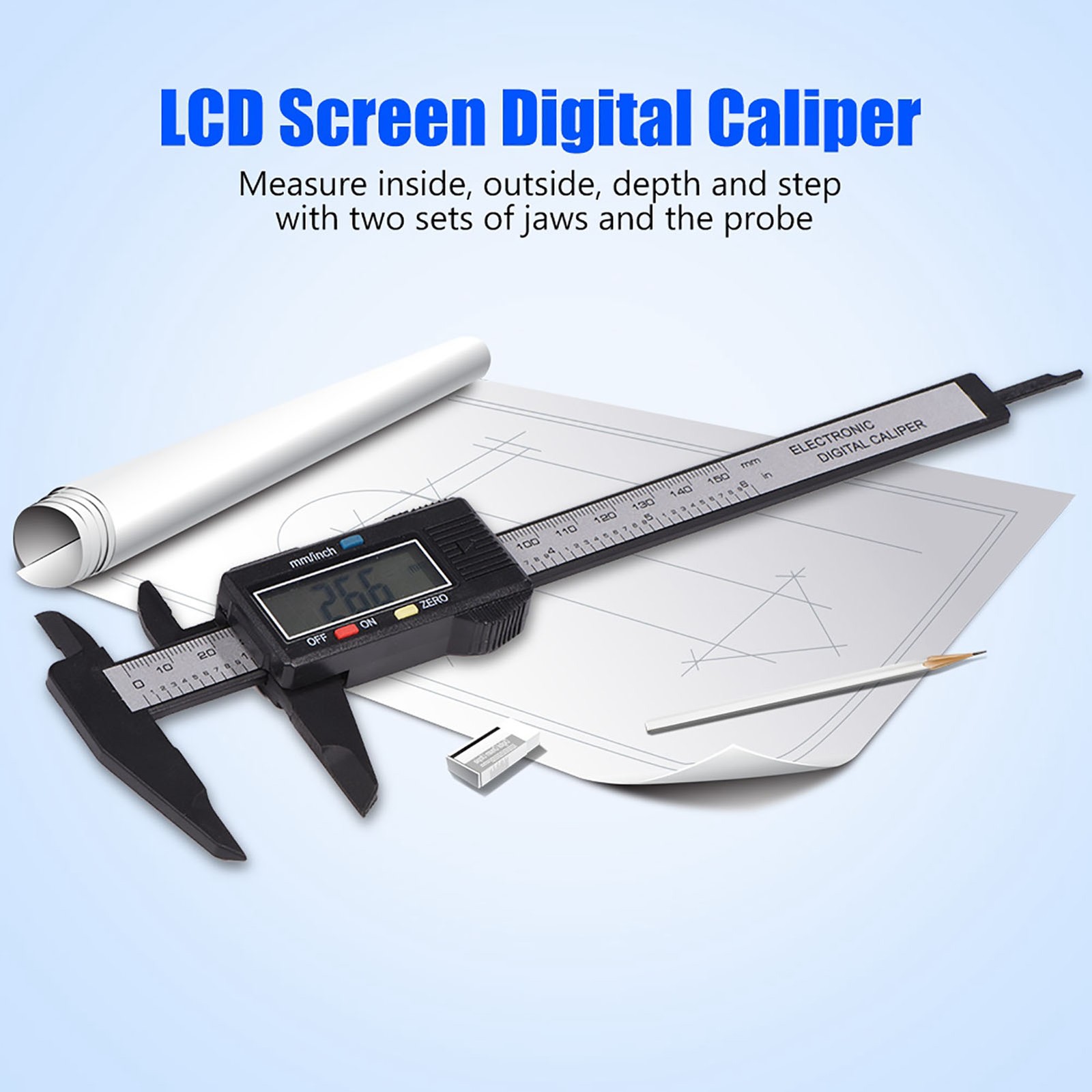 Large LCD Digital Vernier Caliper Slide Gauge Micrometer Measurement Home