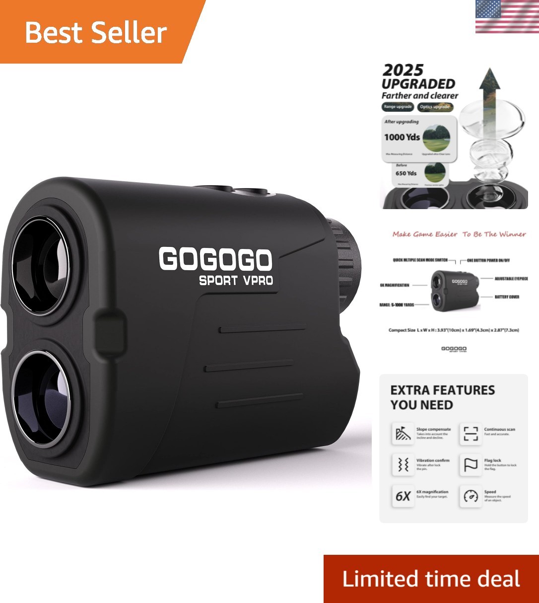 GS03 Laser Golf/Hunting Rangefinder, 1000/1200 Yards Laser Range Finder with ...