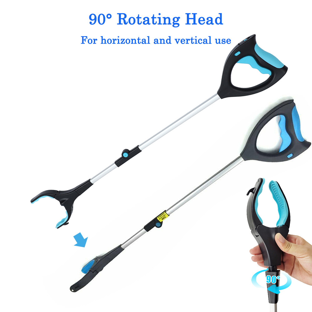 Pick Up Tool Reacher Grabber Reaching Stick Trash Picker Gripper LED Light 32”
