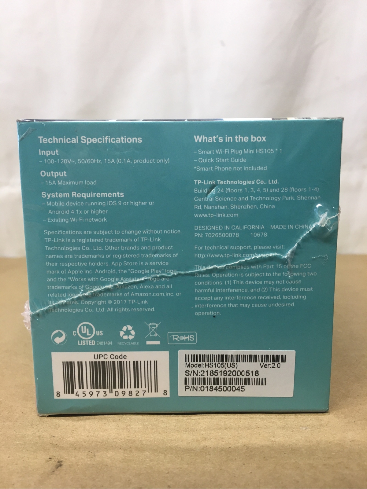0184500045 TP-Link Smart Wi-Fi Plug Mini HS105