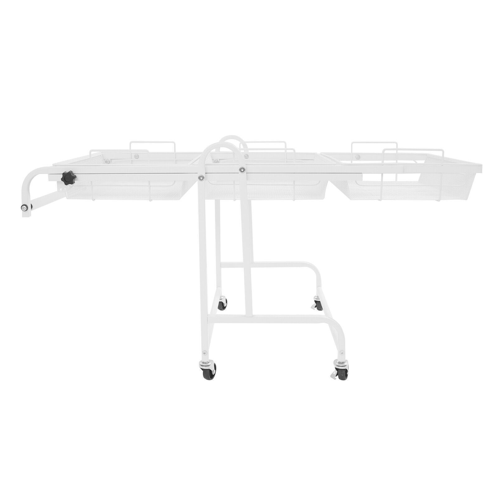 3-Tier Multi-Functional Storage Cart Metal Rolling Utility Cart White Adjustable