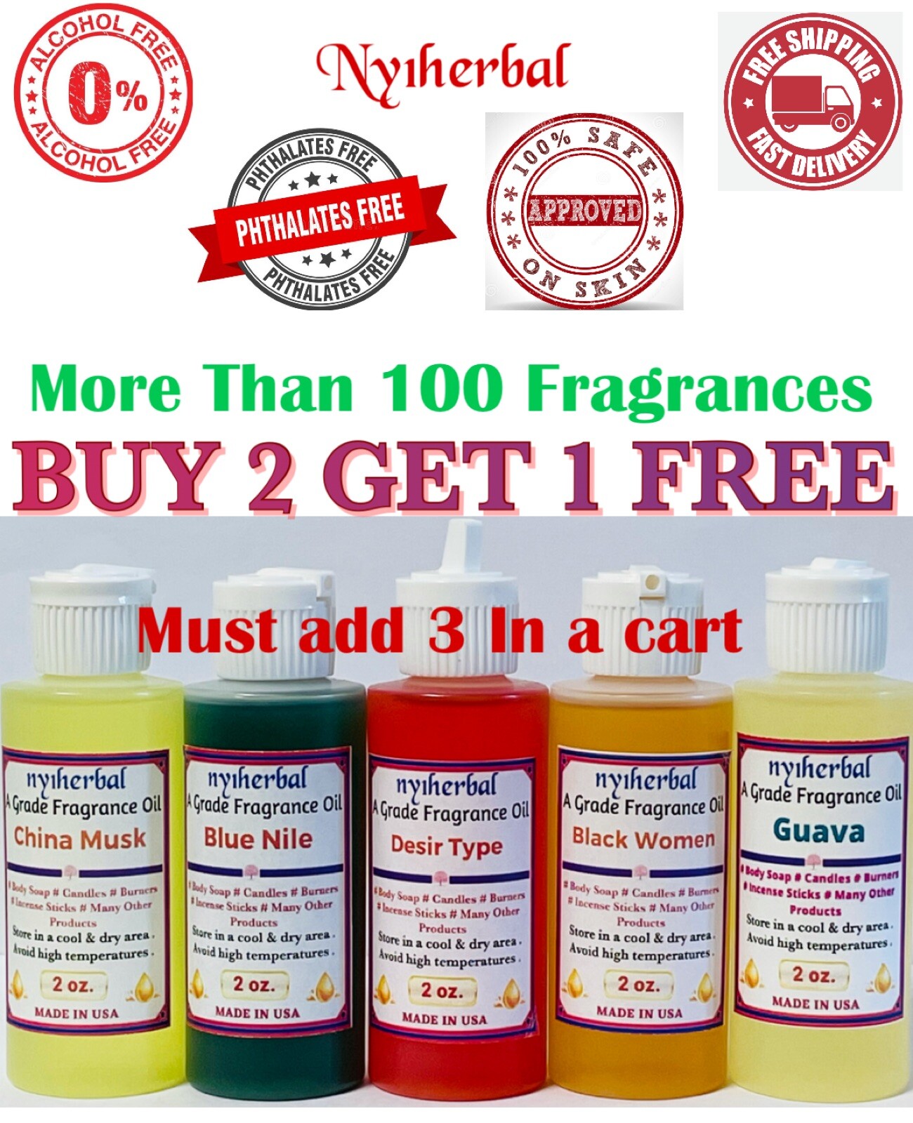 2 oz. Fragrance Oil For Candle Soap Incense Sticks Making Burners Scented Oils
