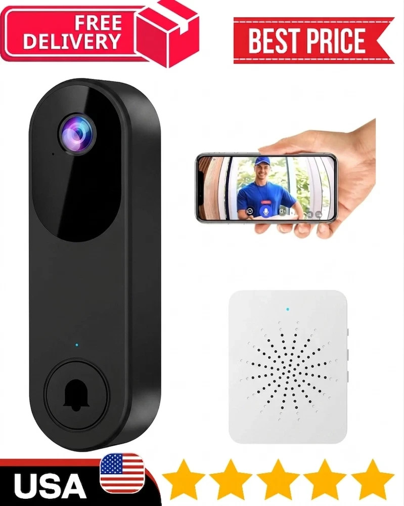 WiFi Ring Doorbell 1080P HD Security Camera Wireless Door Bell Camera With Chime