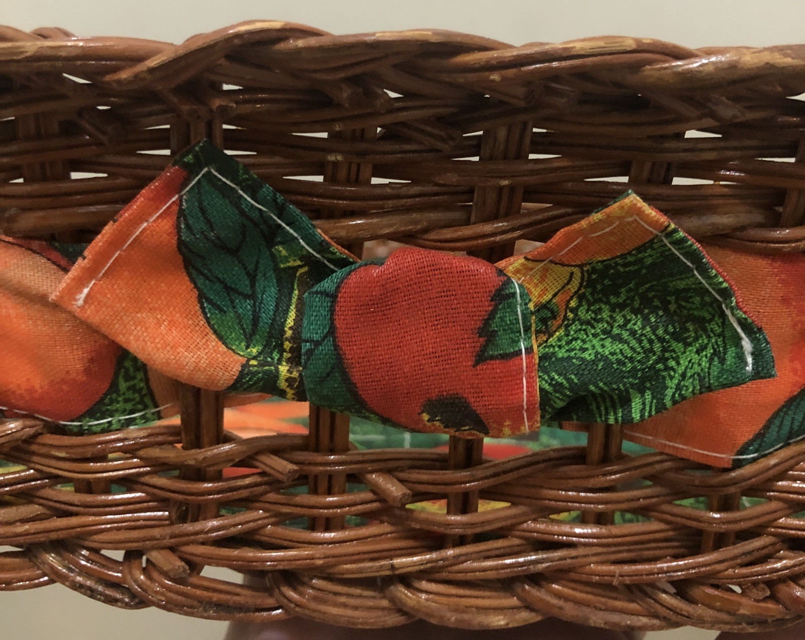 Woven Wicker Rectangular Basket 11x9 w/ Fruit Liner Farmhouse Decor