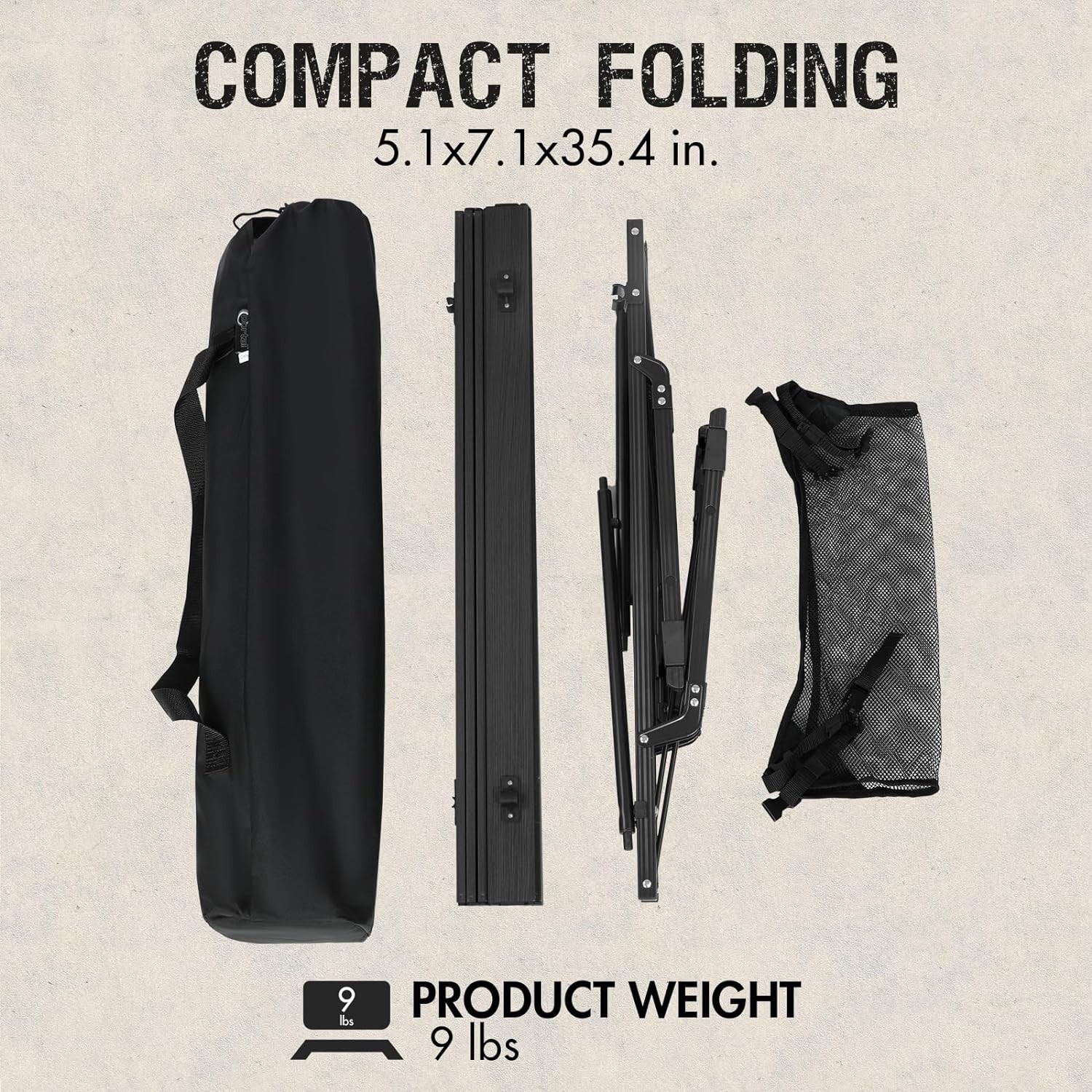 Camping Table Foldable Portable with Adjustable Legs, Aluminum Folding Table