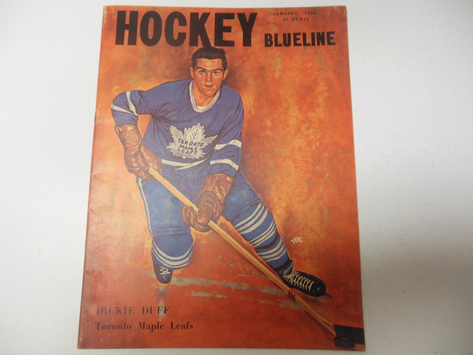 HOCKEY BLUELINE NHL MAGAZINE JANUARY 1959 VERY RARE DICKIE DUFF COVER