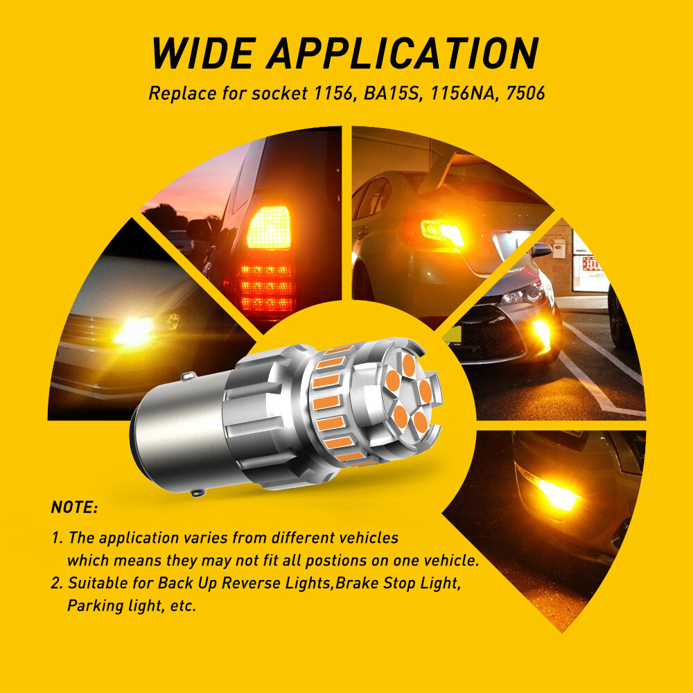 AUXITO 1156 7506 LED Turn Light Signal Amber Flash Canbus Error Free 2F 2/10x