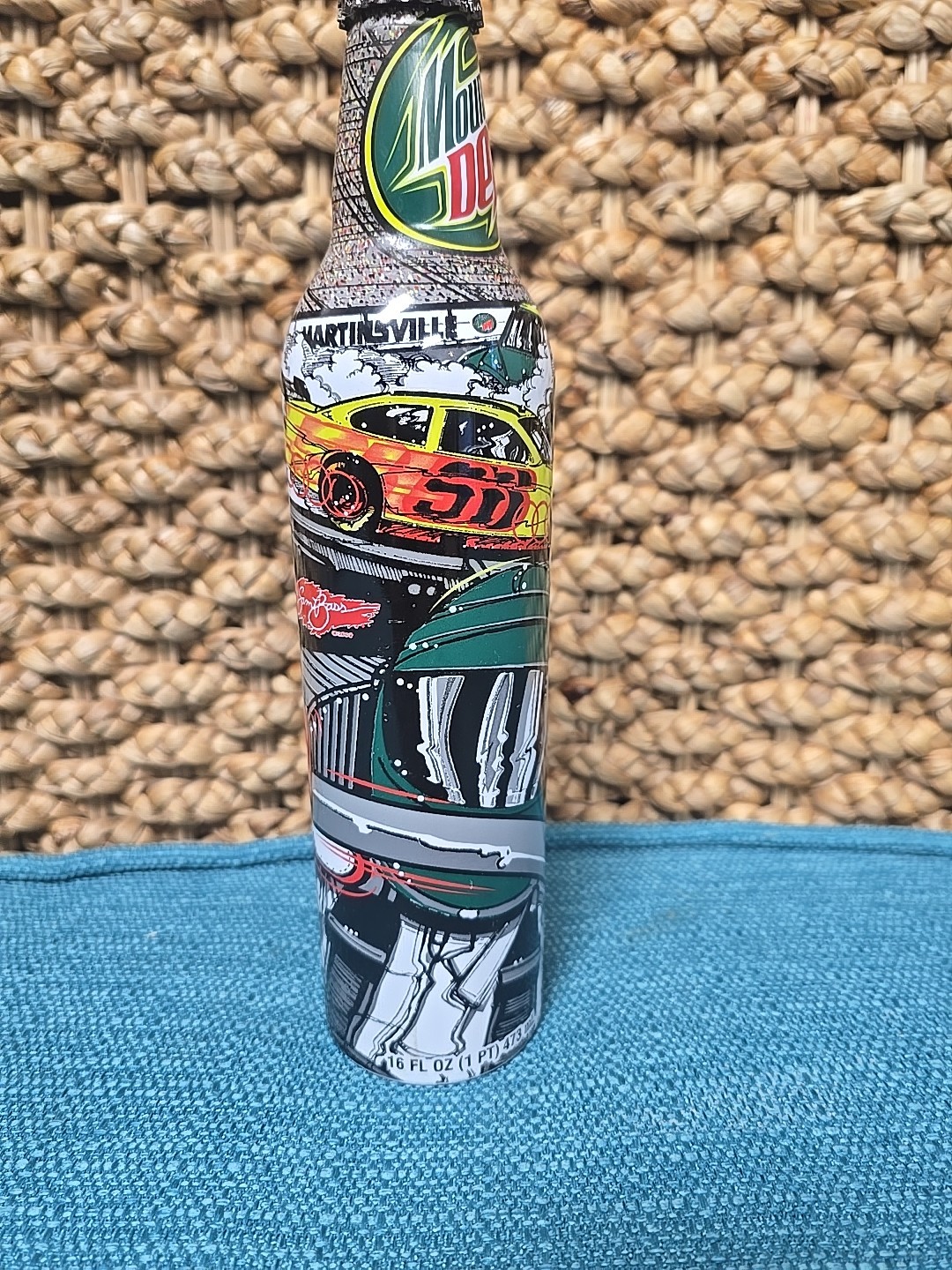 '08 Full MOUNTAIN DEW SAM BASS NASCAR Martinsville BOTTLE GREEN LABEL ART NO CAP