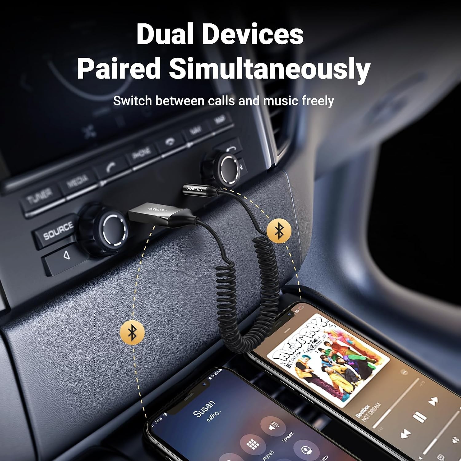 Bluetooth 6.0 Adapter with Built-in Microphone for Smooth Hands-Free Calling