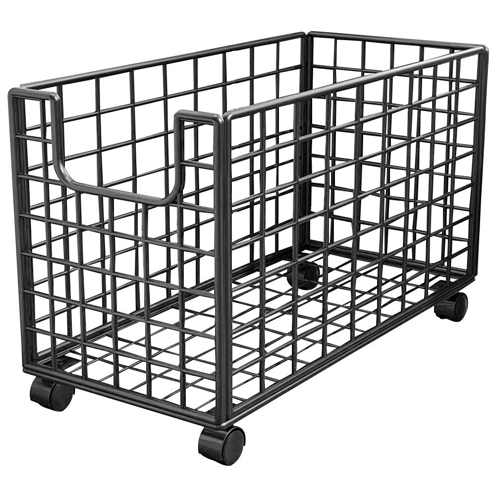 Metal Storage Bins Large Storage Basket with Wheels , 11.02x17.32x15.75inch