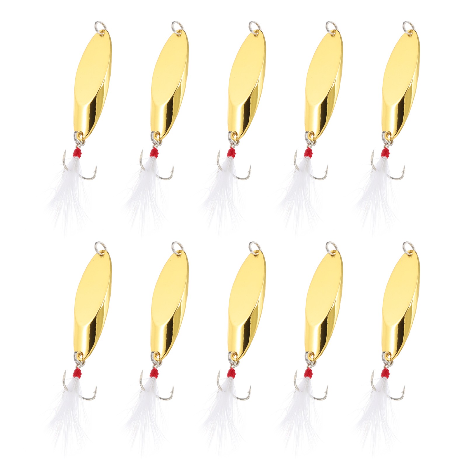 10Pcs 3/4 oz Metal Fishing Spoons Fishing Lures Casting Spoon Gold Tone