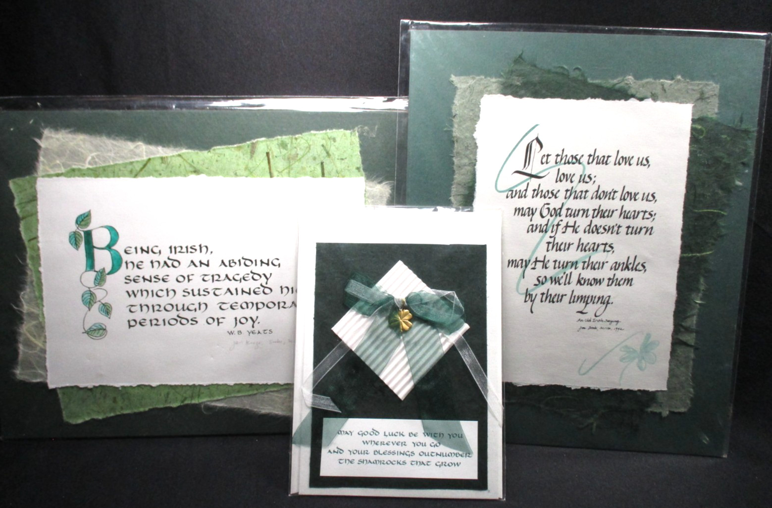 Jan Troski Kruger Irish Sayings Calligraphy & Paper Art  1 Card/2 Ready to Frame