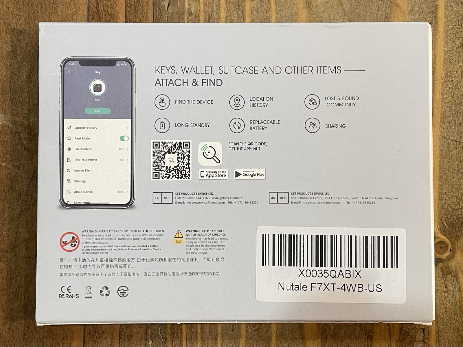 NEW Nutale Pro Key Finder Tag, Bluetooth Tracker Item Locator (4)- iOS & Android