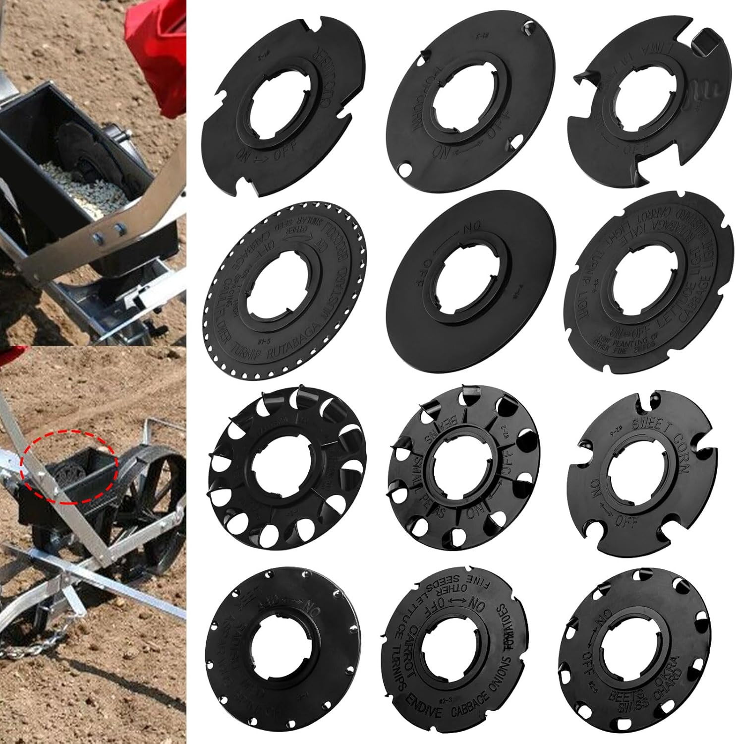 Optional Seed Plate 12 Set for Earthway Garden Seeder Plants, Earth-Way Seed Pla