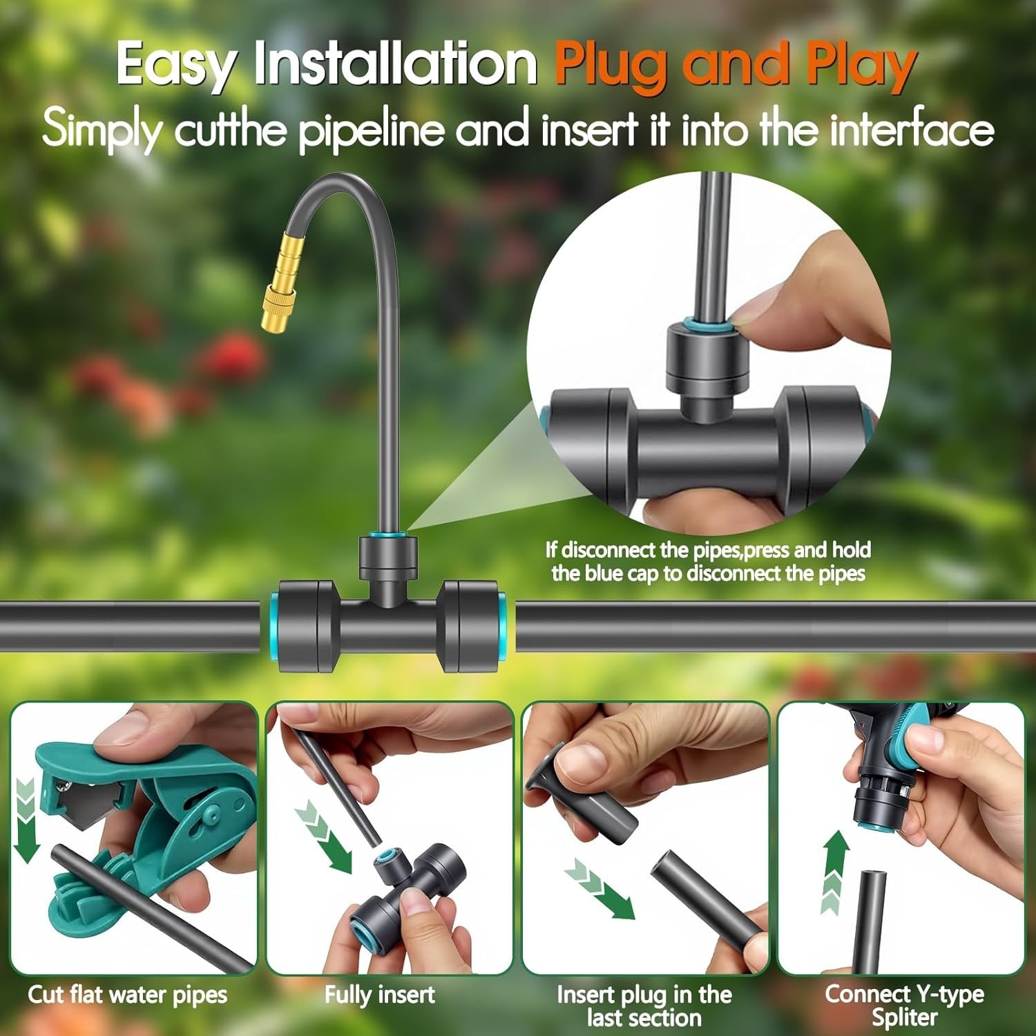 Automatic 98FT Drip Irrigation System with Copper Nozzles & Timer for Gardens