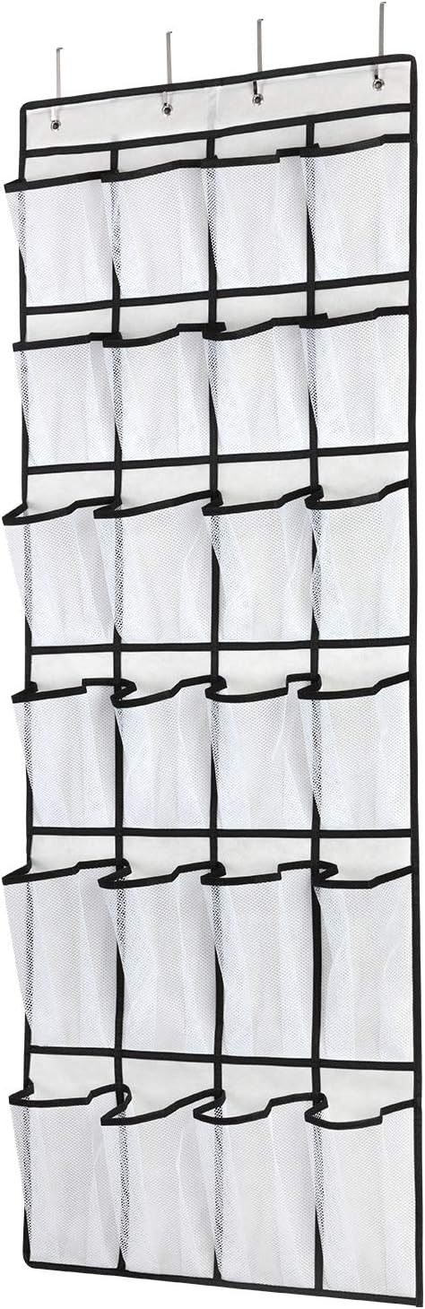 Over the Door Shoe Organizer Hanging Shoe Organizer W/ 24 Mesh Large Pockets