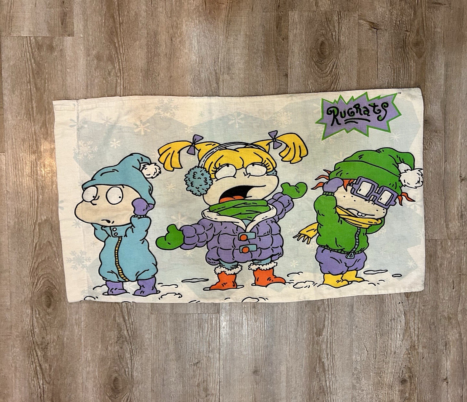 VTG 90’s Rugrats Standard Pillowcase Two Sided Winter Snowball Funny RARE