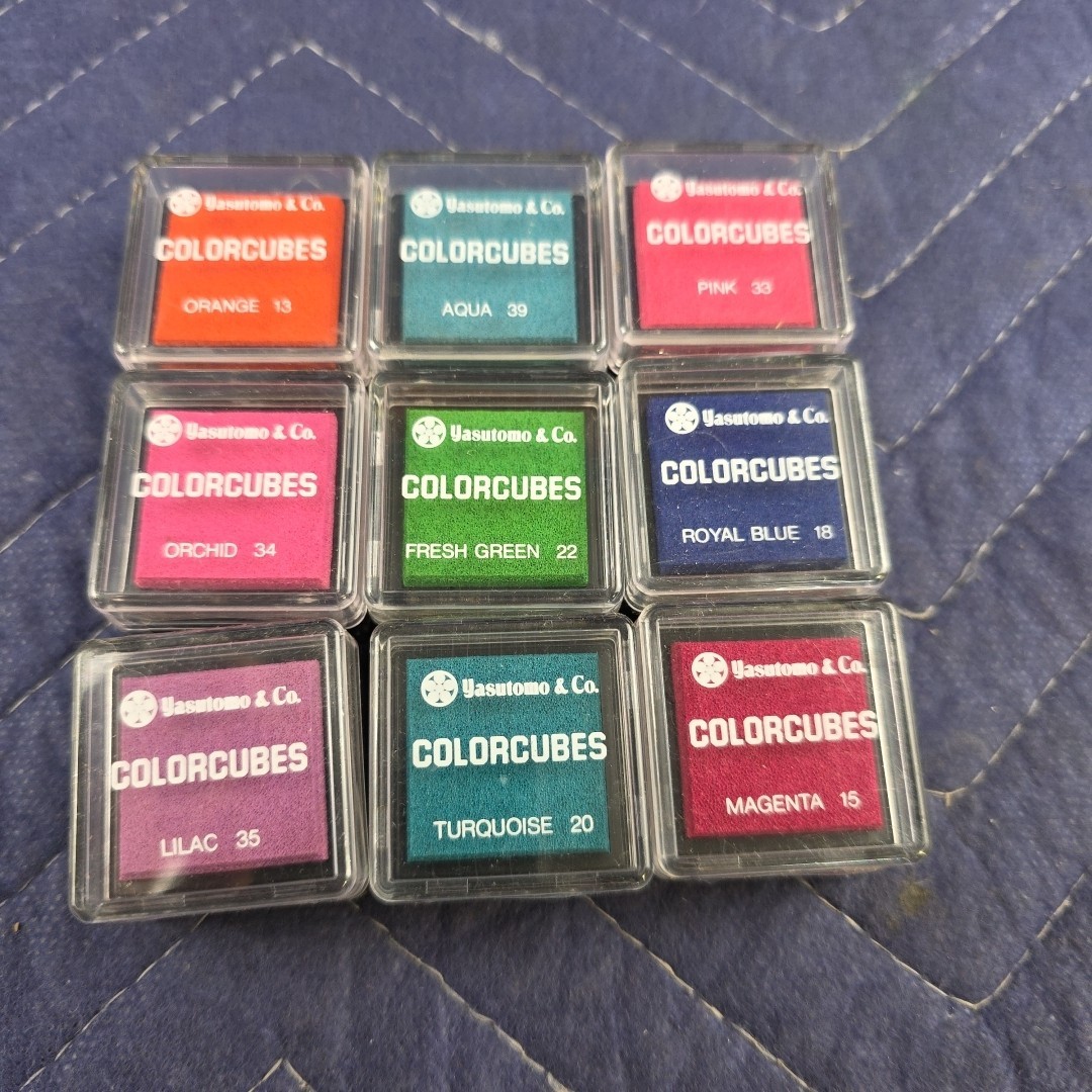 Yatsutomo ColorCubes Lot of 9 Ink Pads Sealed Color Cube Stamping Colors
