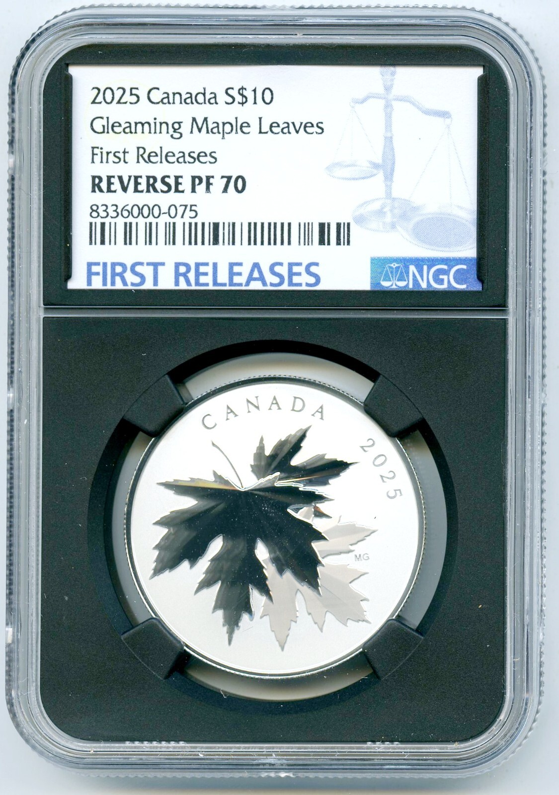 2025 $10 CANADA .9999 SILVER NGC REV PROOF PF70 GLEAMING MAPLE LEAF LEAVES - FR