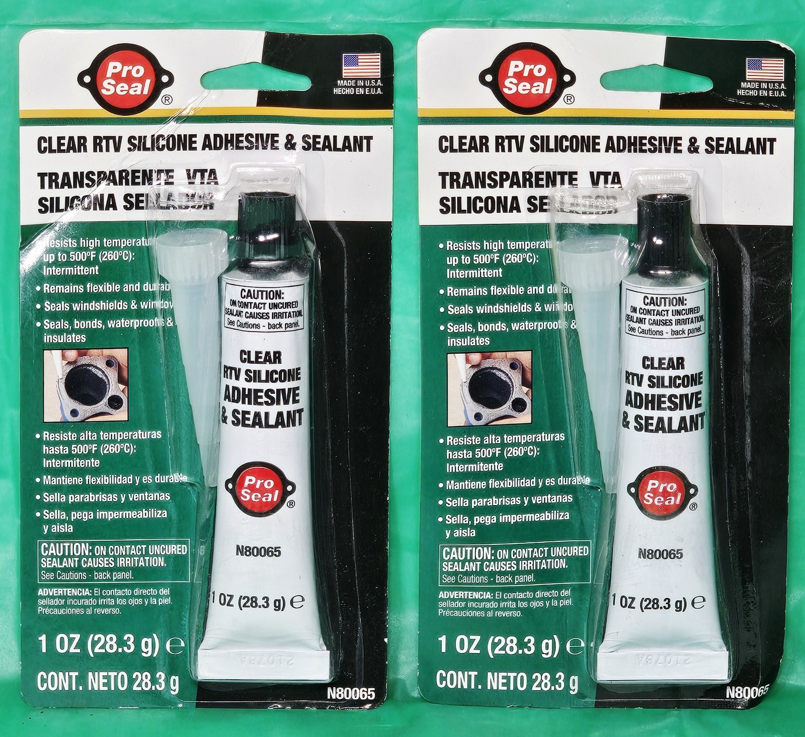 ***(Lot of 2) Pro Seal Clear RTV Silicone Adhesive & Sealant (N80065) Sealed 1oz
