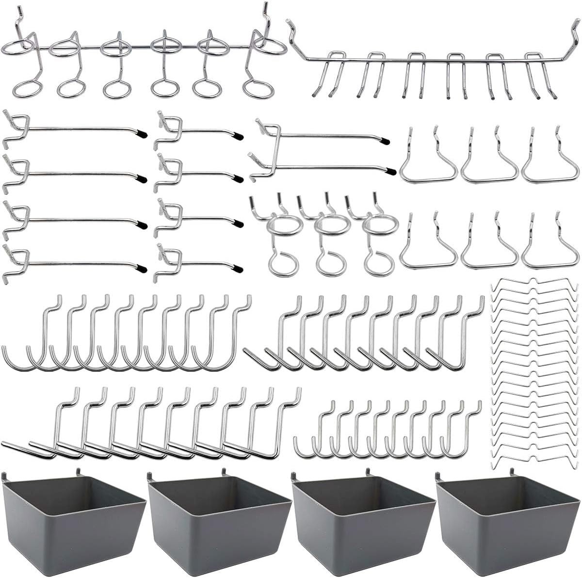 Complete 80pc Pegboard Hooks & Bins Kit - Rust-Resistant Tool Storage Solution