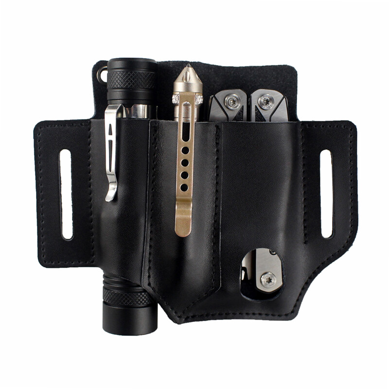 Leather Belt Tool Pouch EDC Pocket Leather Sheath Organizer Tool for Knife Pen