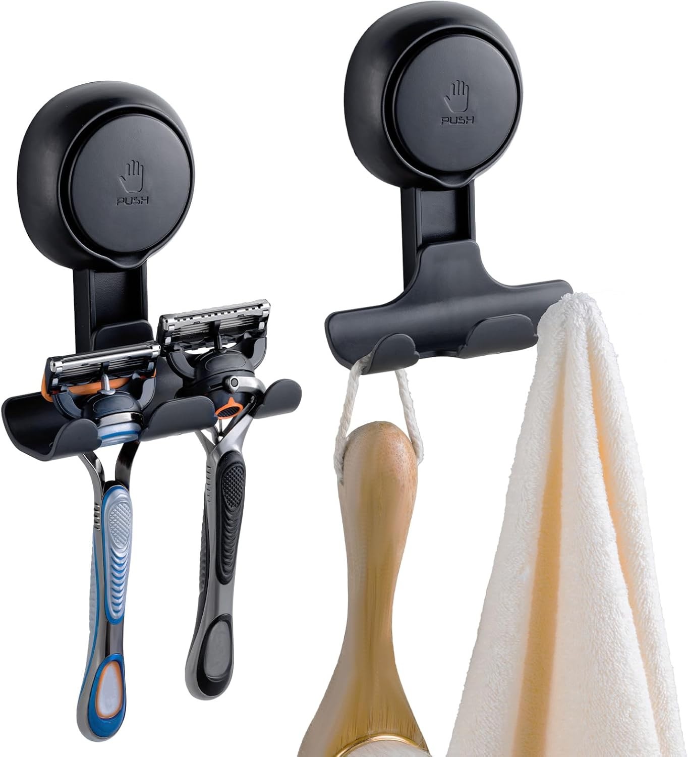 Suction Cup Razor Holder for Shower 2 Pack, Towel, Loofah, Shaver Holder for Sho