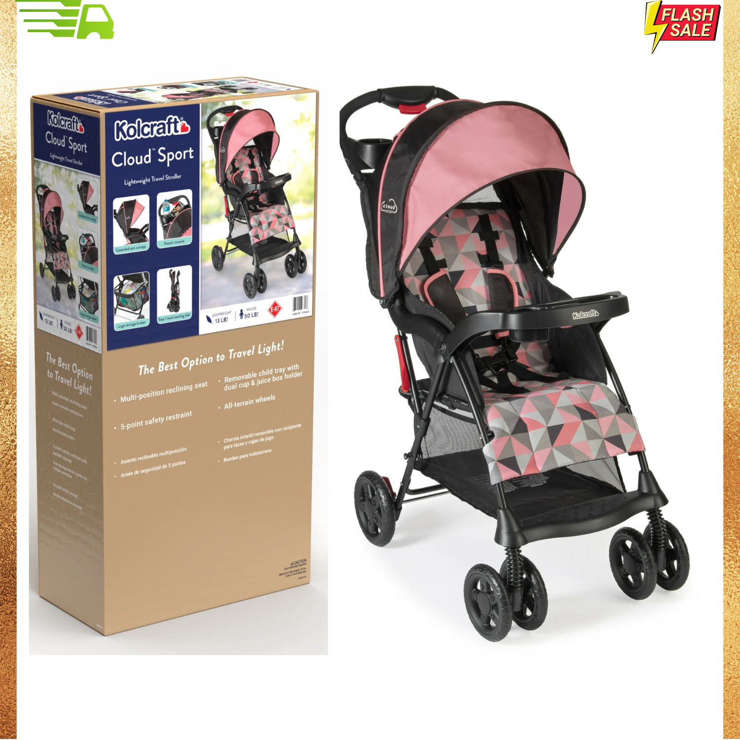 Coche Para Bebes Carriolas Para Niño Kids Baby Stroller Foldable Pink NEW
