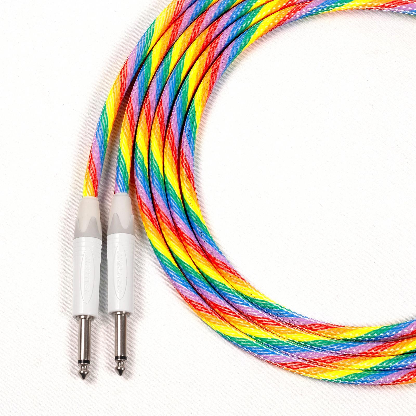 Rainbow Instrument Guitar Cable - Straight White Neutrik Shells
