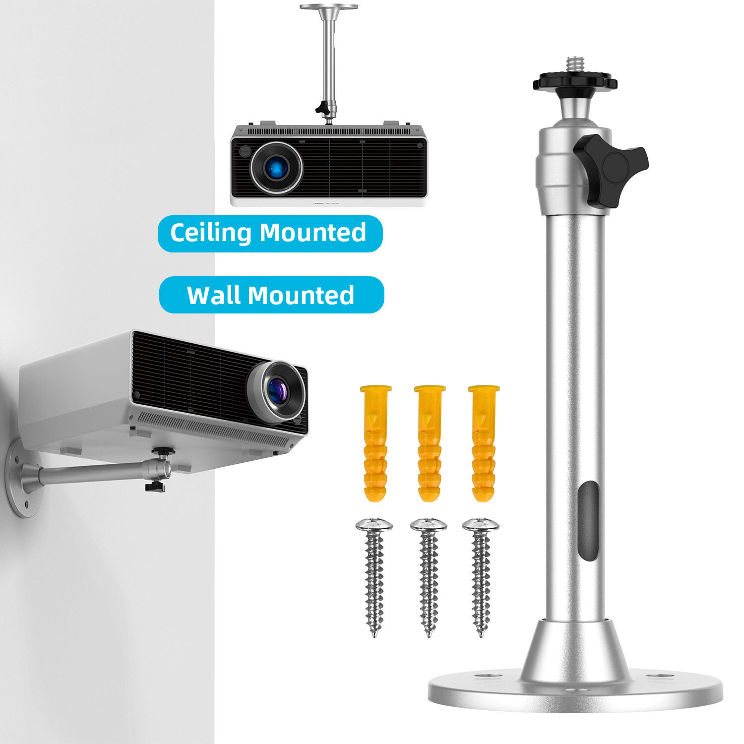 Universal Projector Mount Bracket, Aluminum Ceiling Wall Holder- Home Projectors