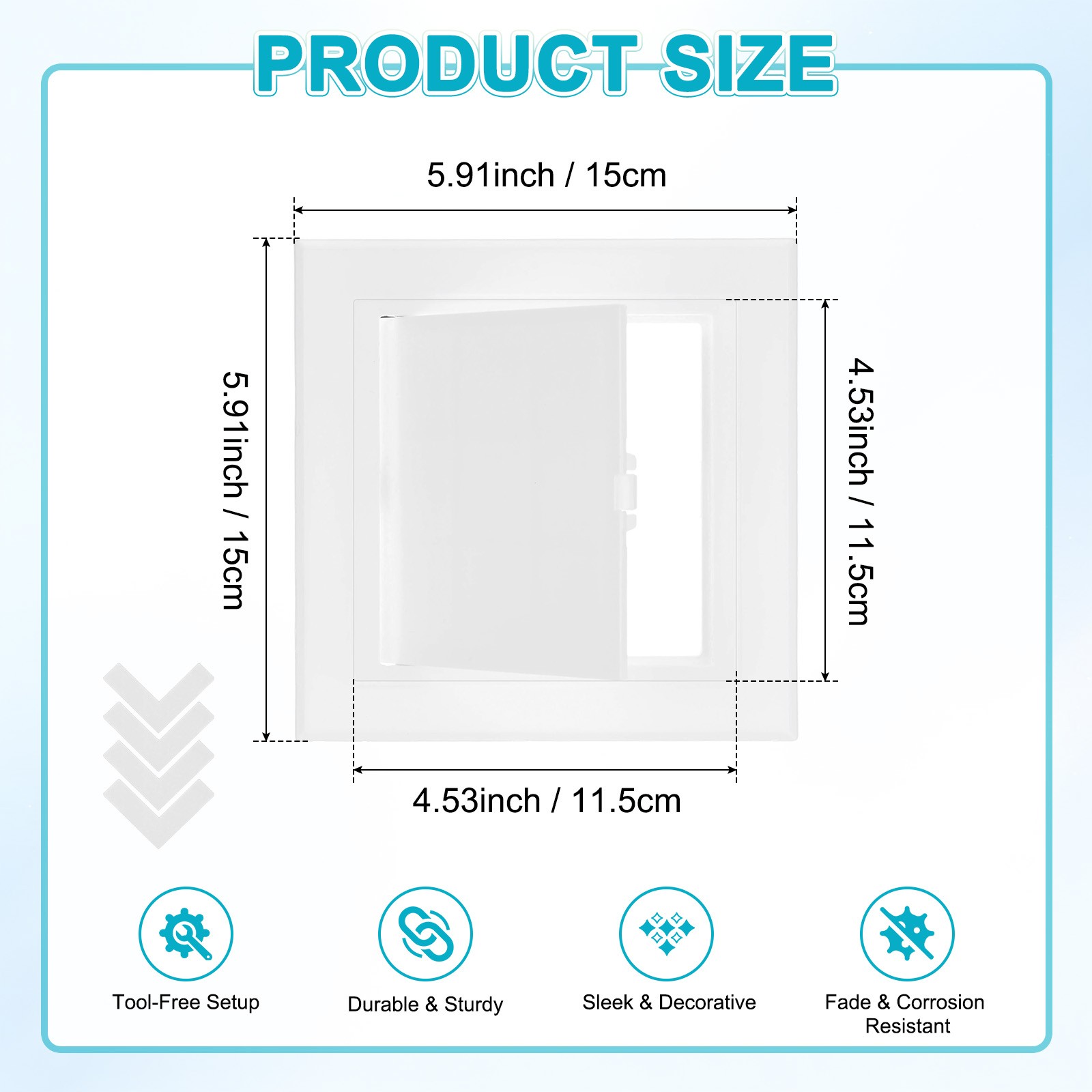 1-Pack Access Panel for Drywall, 4.5x4.5" Plastic Self Adhesive Cover [White]