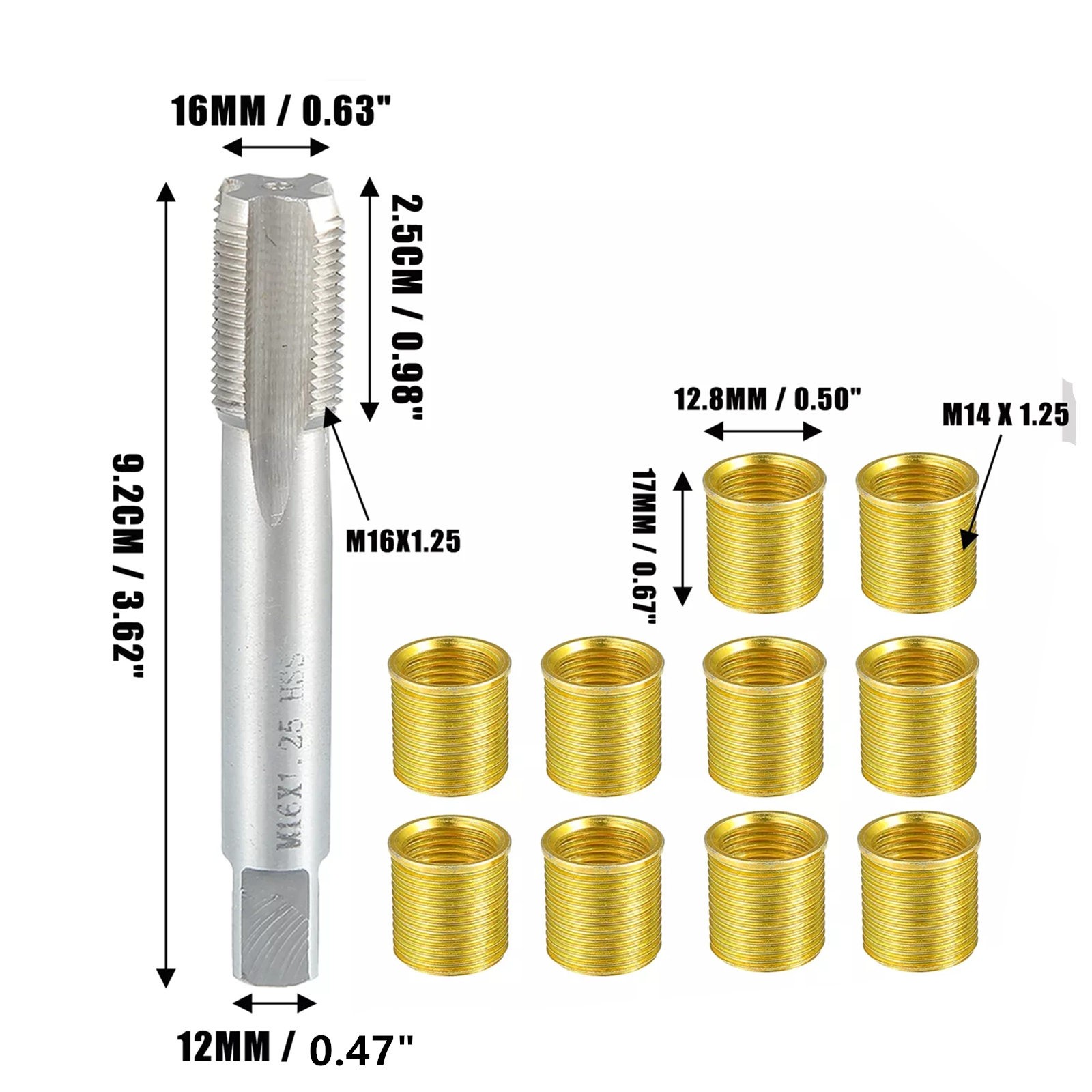 11PCS/Box Universal Spark Plug Thread Repair Tools Kit with M14x1.25 Inserts