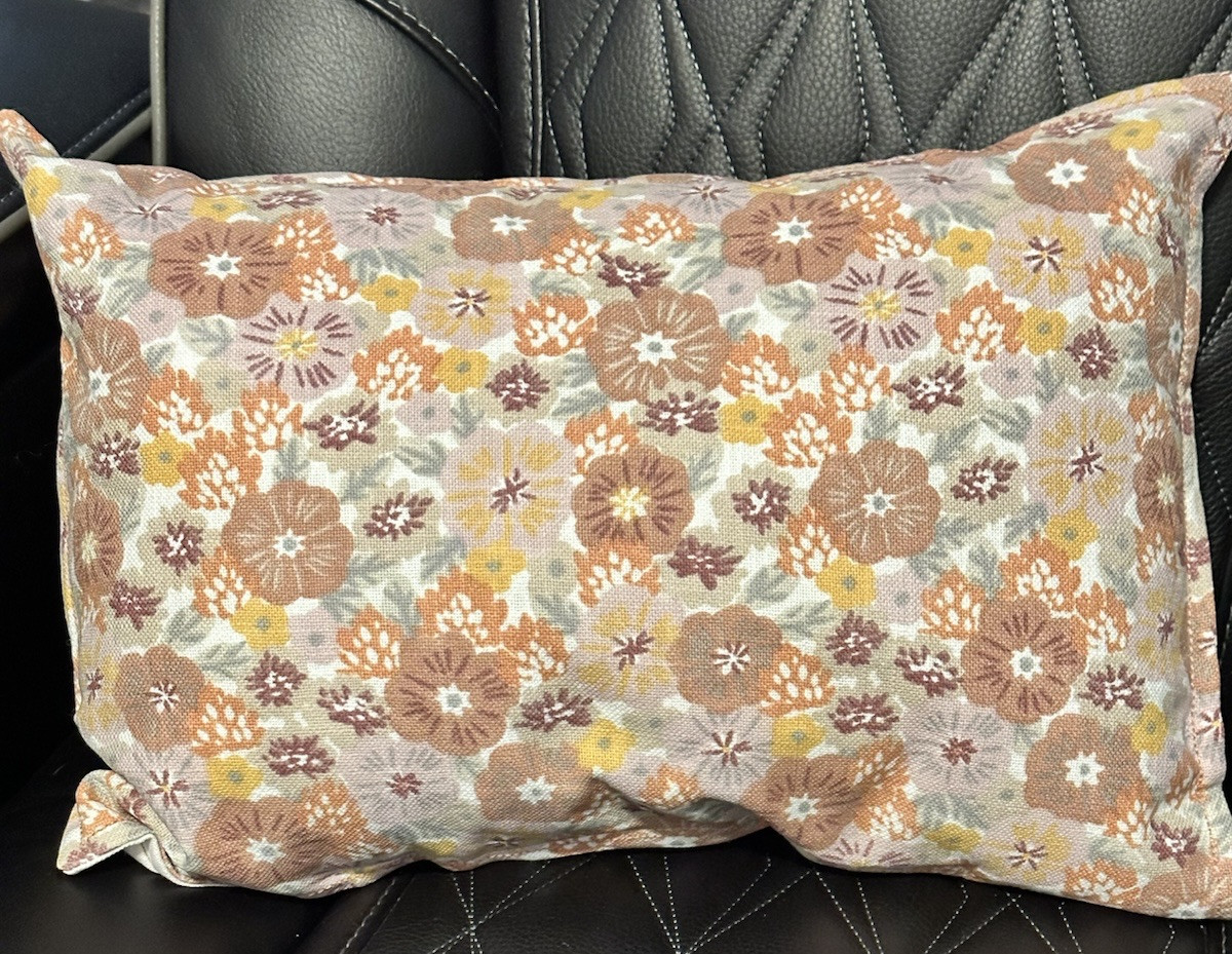Muted Floral Throw Pillow 18x12, 1 Sided Print (Mauve, Tan, Orange, Grey-Green)