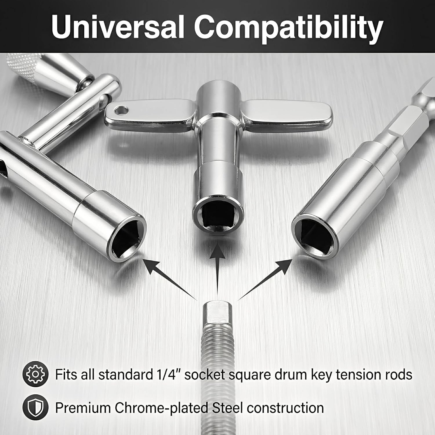 Drum Key Set Professional Drum Tuning Kit with Drill Bit Adapter Continuous Moti