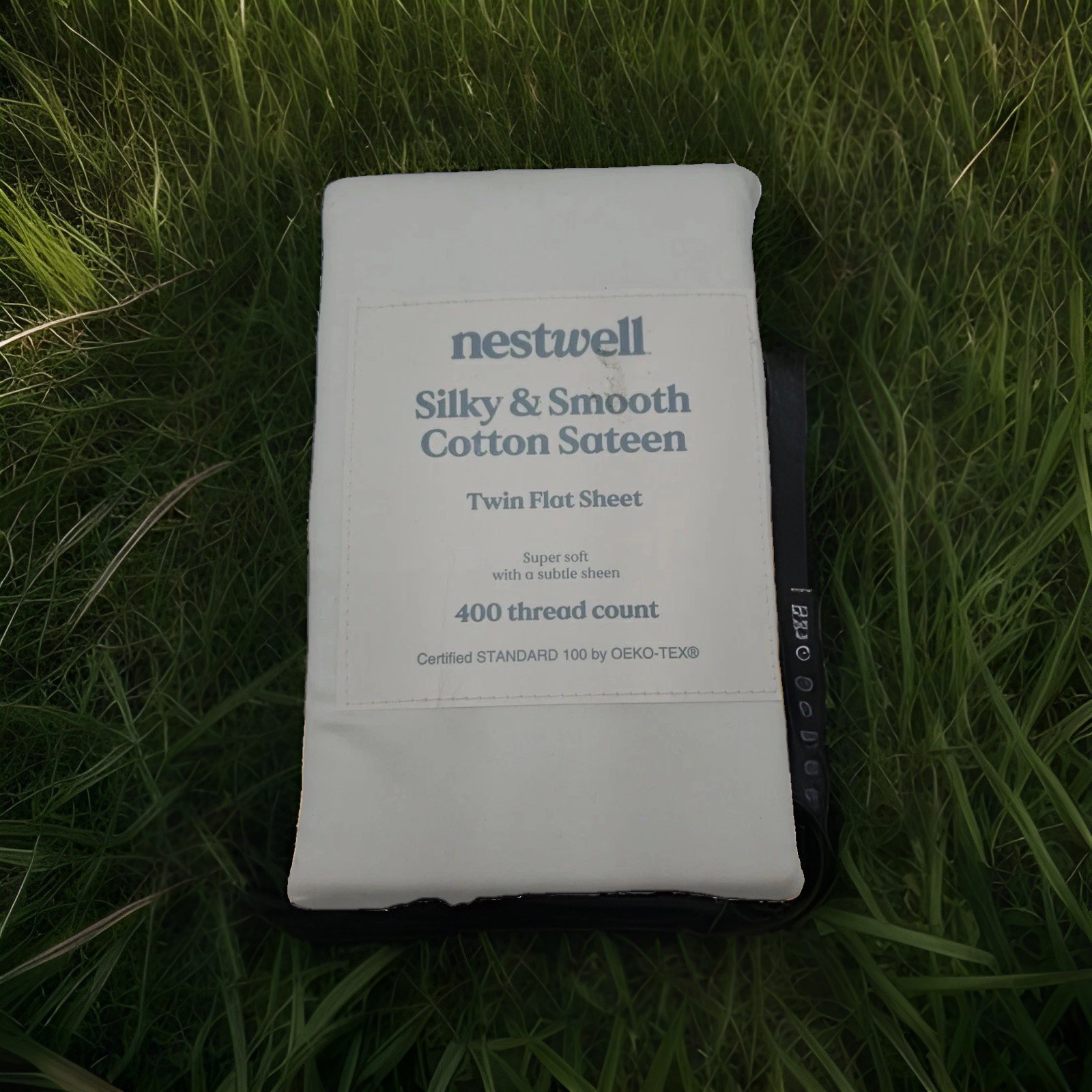 Nestwell Silky & Smooth Cotton Sateen 400 TC Twin Flat Sheet in White