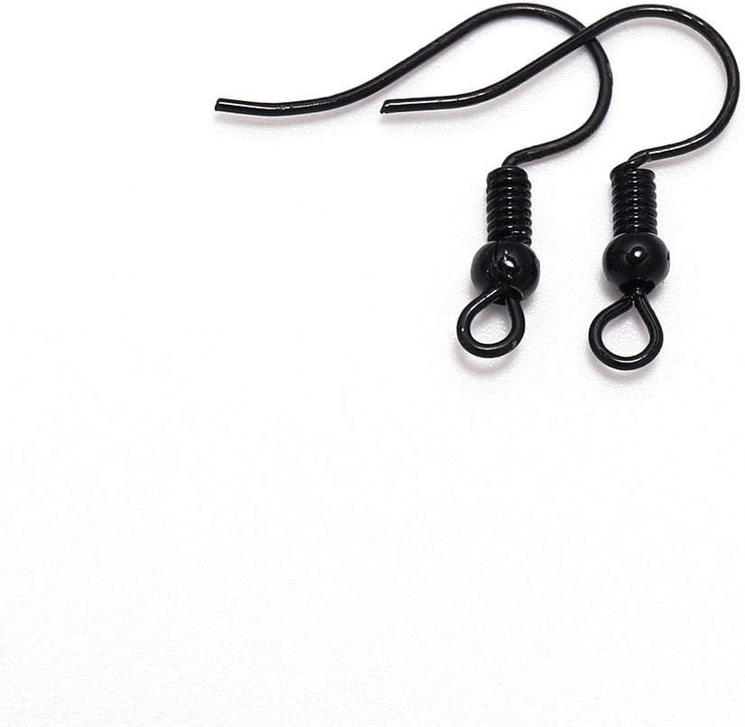 100Pcs Black 20×17Mm Black Earring Hooks Hypo-Allergenic Ear Wires Fish Hooks wi