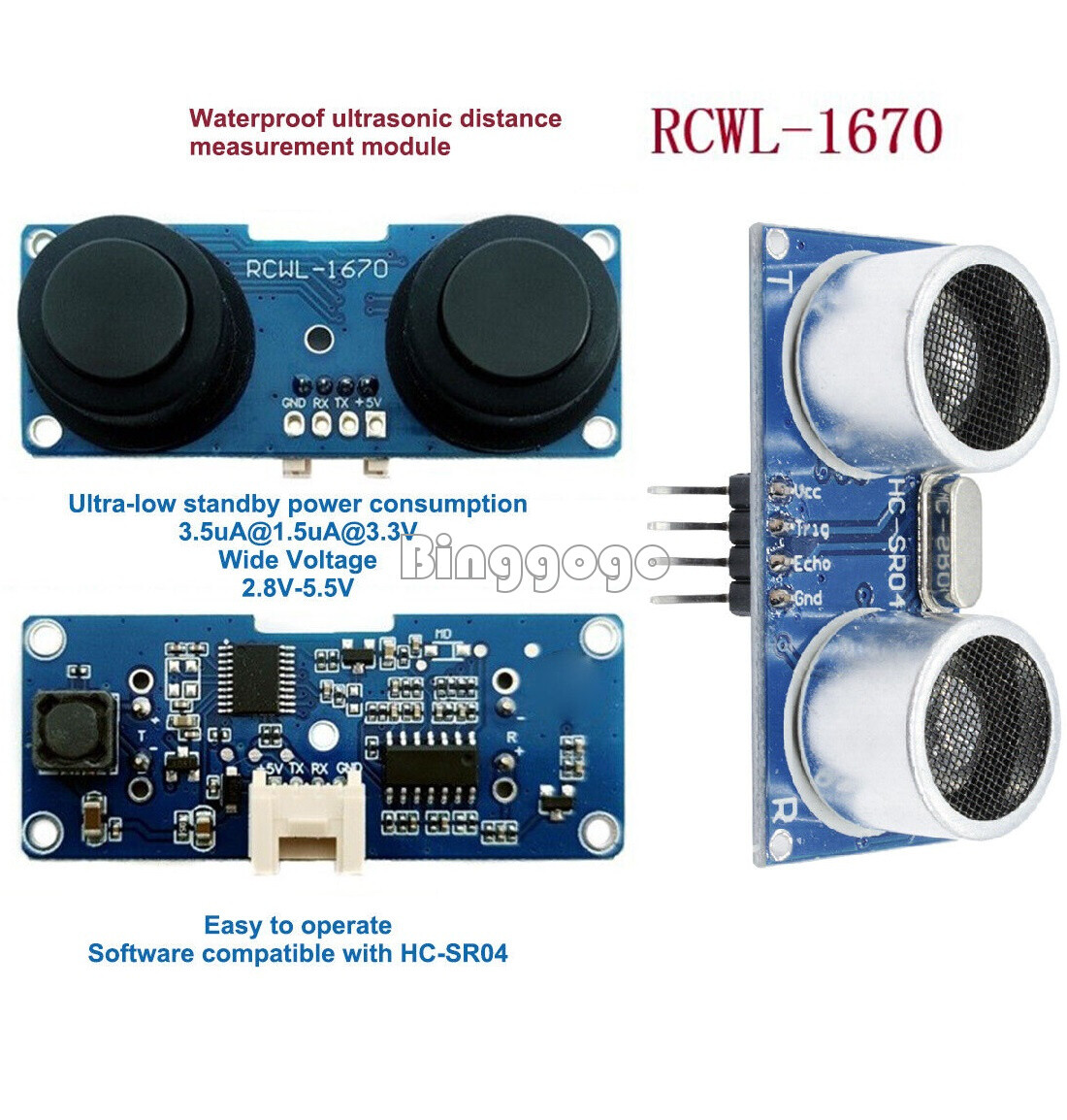 RCWL-1670 Waterproof Transceiver Split Ultrasonic Ranging Module /HC-SR04 NEW