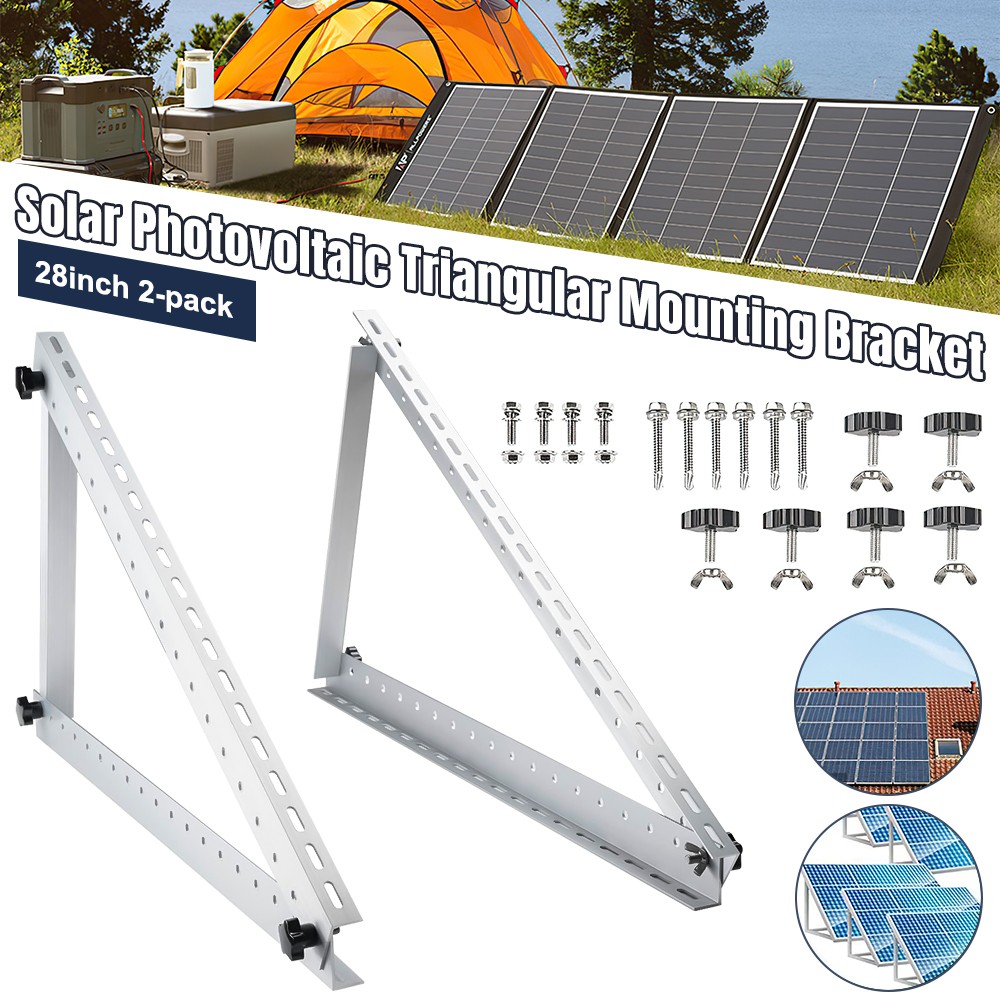 2PCS Solar Panel RV Tilt Mounting Rack Bracket Adjustable Rooftop Flat Surface