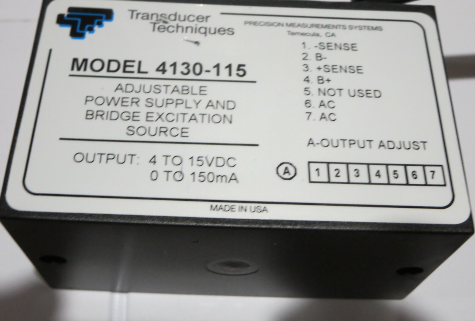Transducer Techniques Adjustable Power Supply and Bridge Excitation Source