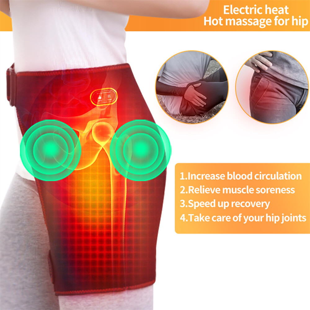 Heating Hip Wrap Brace 3 Heating Modes Adjustable Belt Pain Relief Thigh US
