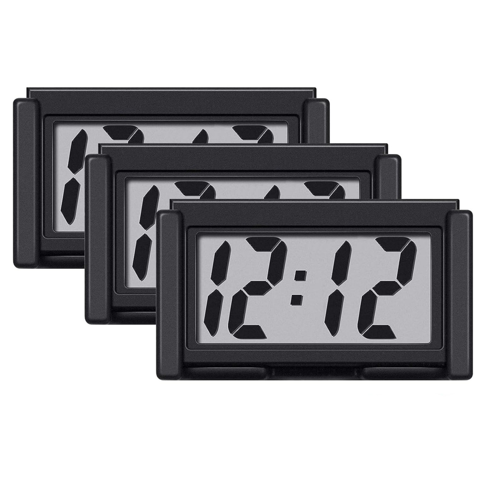 High Quality 3 Pack Mini Digital Clock Small Adhesive Stick On LCD Display Clear