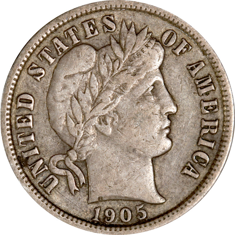 1905-P Barber Dime - Choice+